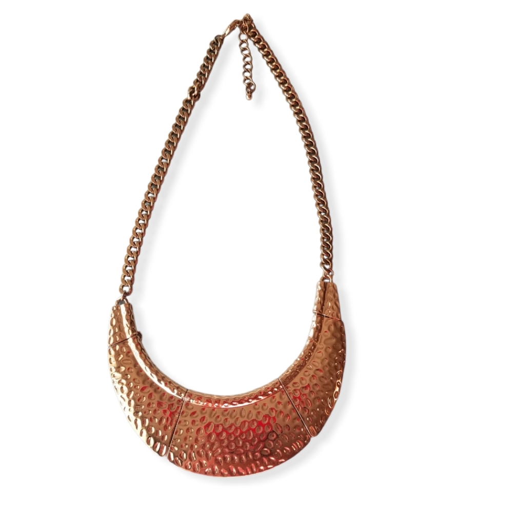 Egyptian Style Gold Tone Chain Link Necklace Costume Jewelry
